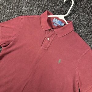 Polo‎ Ralph Lauren Polo Shirt Mens Large Burgundy Custom Fit Cotton Pique Pony